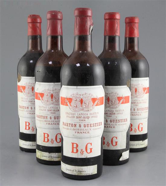 Eleven bottles of Chateau Langoa-Barton, Saint Julien. 1966.
